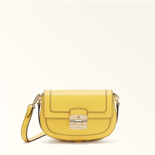 Furla club 2 borsa a tracolla nettare giallo pelle di vitello morbida + pelle di vitello granata donna