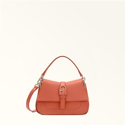 Furla flow borsa a mano cannella marrone pelle di vitello claris lux donna