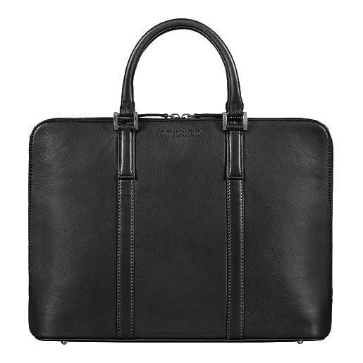 STILORD 'clover' borsa da lavoro in pelle donna borsa per laptop vintage borsa per documenti da 13,3 pollici din a4 cartella per conferenze vera cuoio, colore: nero