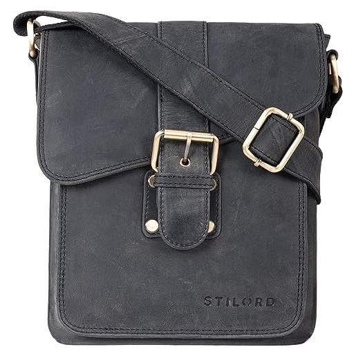 STILORD 'mattia' borsa a tracolla uomo vintage design messenger bag classico in vera pelle antico, colore: carbon - grigio