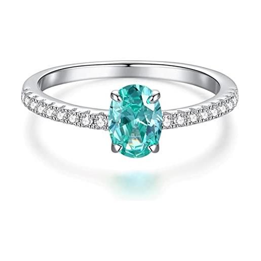 Bellitia Jewelry anello da donna in argento sterling 925 con tormalina paraiba, anello alla moda con pietre verdi da donna, gioielli da donna