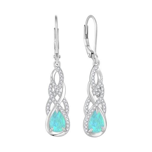 FJ orecchini opale verde argento 925 orecchini pendenti goccia infinito opale gioielli regalo per donna