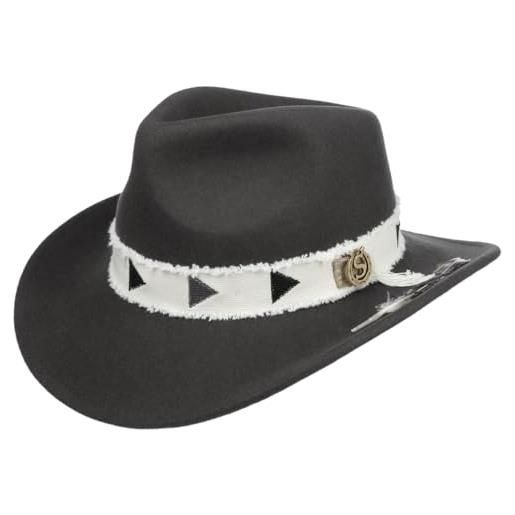 Stetson cappello in lana liscomb western donna/uomo - di feltro da cowboy estate/inverno - xxl (62-63 cm) antracite