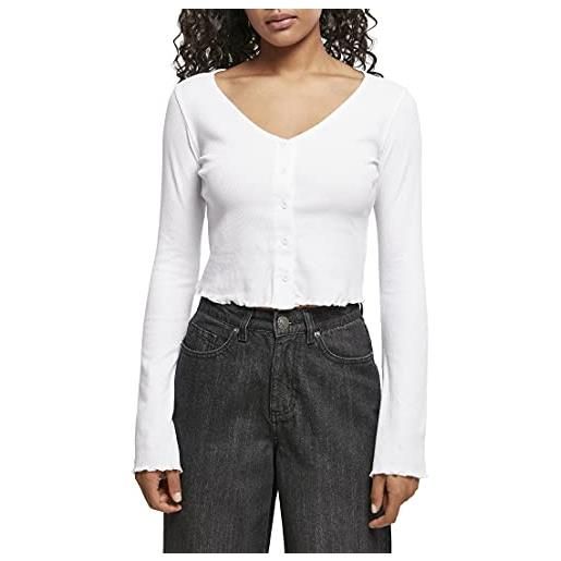 Urban Classics cardigan da donna, cropped rib, maglia di tuta bianco (white), l