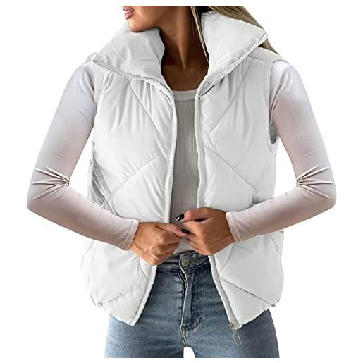 BIISDOST piumino leggero da donna softshell 50 tasche da donna full zip giacca trapuntata a maniche lunghe short bubble gilet cappotti gilet uomo m nero, bianco, xxl