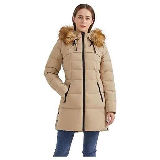 OROLAY piumino da donna con cappuccio cappotto caldo da esterno per l'inverno cachi xl