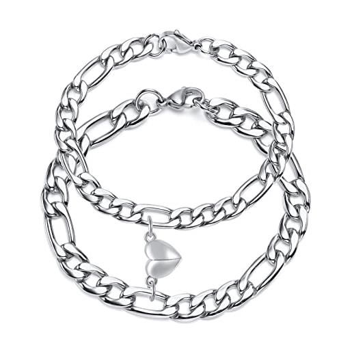TempBeau braccialetto personalizzato per coppie, unisex, lunghezza regolabile, braccialetto dell'amicizia per ragazzo, ragazza, amico, marito, moglie, famiglia, gioielli, regali, 18cm - 21cm, acciaio