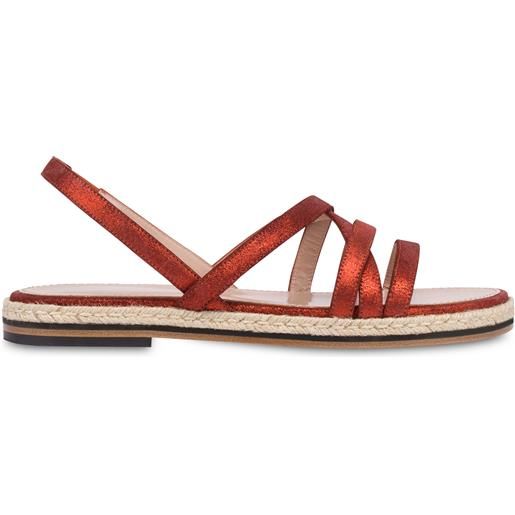 POLLINI sandali flat in crosta laminata playa - rosso