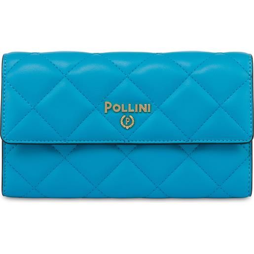 POLLINI portafoglio trapuntato wallet on chain - azzurro