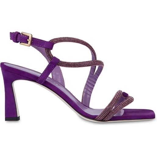 POLLINI sandali in camoscio con strass bling bling - viola