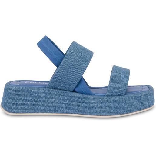 POLLINI sandali flatform in tessuto denim - blu