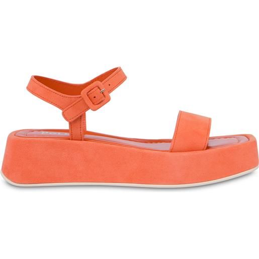 POLLINI sandali flatform in camoscio seventy - rosso