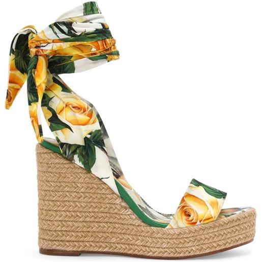 Dolce & Gabbana sandali a fiori con zeppa - verde