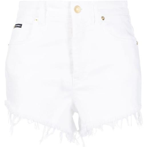 Dolce & Gabbana shorts denim a vita alta con frange - bianco