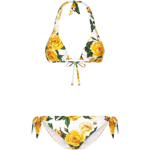 Dolce & Gabbana bikini a triangolo yellow rose - bianco