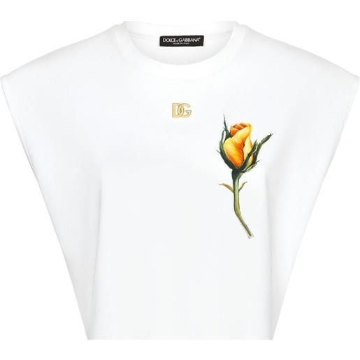 Dolce & Gabbana t-shirt crop con applicazione - bianco