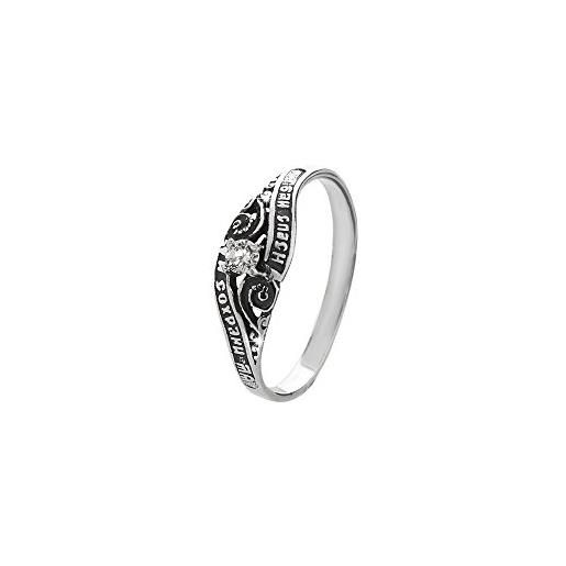 NKlaus anello ortodosso in argento 925 misura 58 (18,5mm) solitario zircone bianco 36235