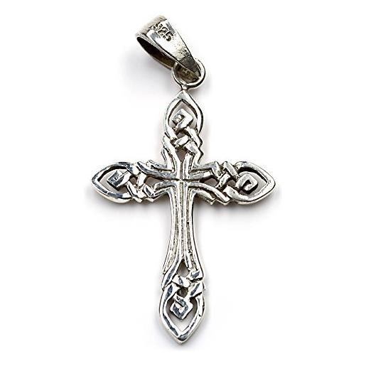 NKlaus ciondolo a catena croce celtica in argento 925 ossidato 2,8 cm crocifisso celtico 10337