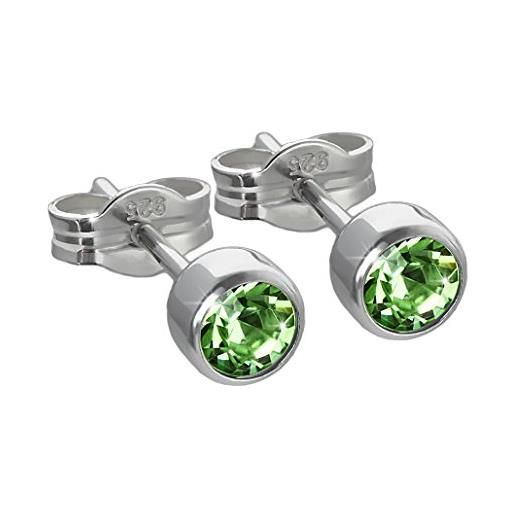 NKlaus coppia di orecchini a perno in argento 925 rodiato 4,50mm verde chiaro zircone signore uomini 6577