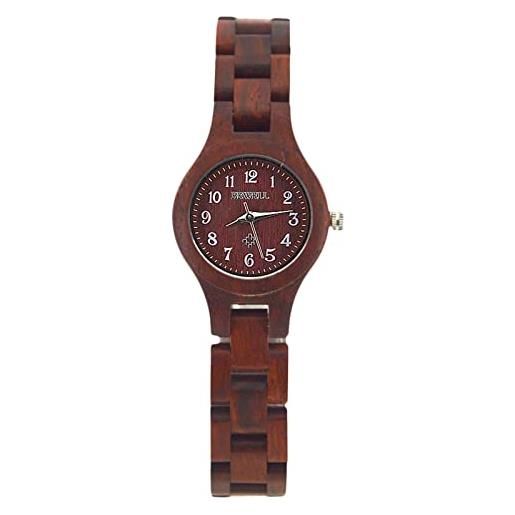 RORIOS orologio da donna in legno moda analogico al quarzo orologi con cinturino in legno orologio da polso leggero naturale in legno