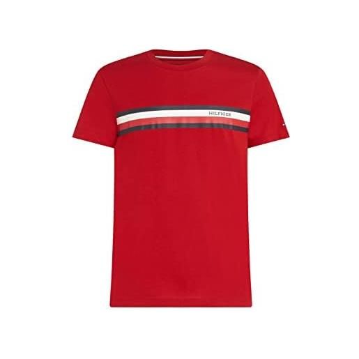 Tommy Hilfiger maglietta da uomo rwb monotype chest stripe tee s/s, arizona red, xxxl