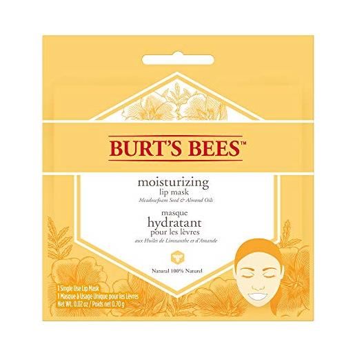 Burt's Bees - maschera idratante naturale al 100% per labbra, balsamo per la cura delle labbra con semi di schiuma di prato e oli di mandorle