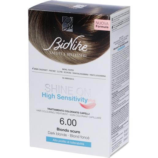 Bionike shine on high sensitivity plus biondo scuro 6,00 rivelatore in crema 75 ml + crema colorante 50 ml