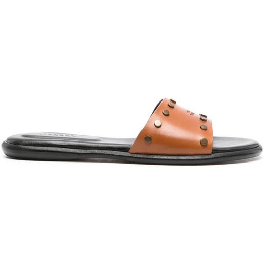 ISABEL MARANT sandali slides con logo goffrato - marrone