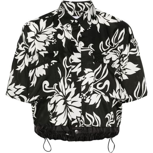 sacai camicia crop a fiori - nero