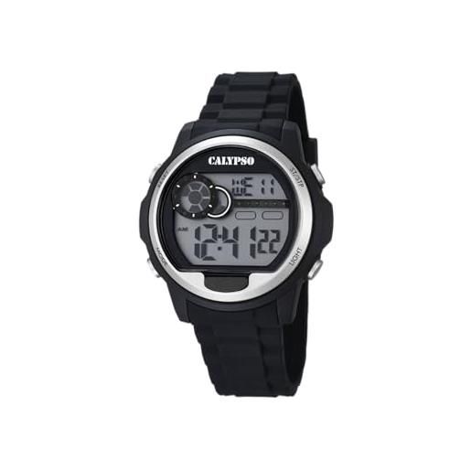 Calypso-orologio digitale unisex, con display lcd digitale e cinturino in plastica, colore: nero, 1 k5667