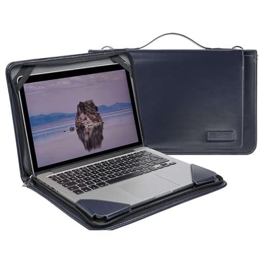 Broonel borsa per computer portatile in pelle blu - compatibile con il laptop huawei mate. Book 16s