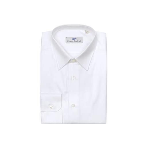 Remo Sartori - camicia uomo slim cotone bianco saglia, vestibilità aderente, stiro facile, made in italy (l)