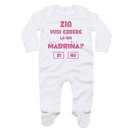 Fupies tutina neonata personalizzabile con nome zia vuoi essere la mia madrina?, 3-6 mesi 60-66 cm