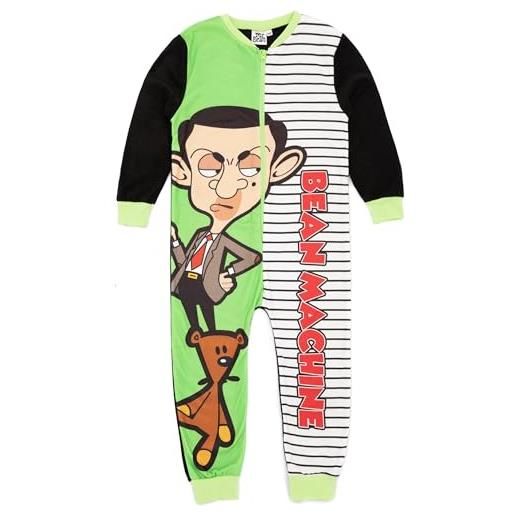 Mr Bean boys tutina verde | abbigliamento da casa in pile tutto in uno | pigiama per bambini pigiama pigiama da notte | merce regalo accogliente