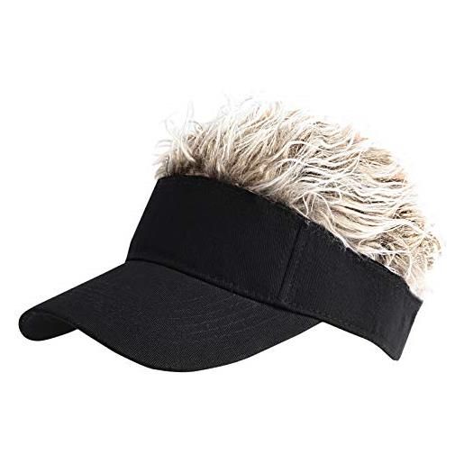 MarkMark cappellini da baseball cappello flare hair sun visor cap with fake hair wig novelty kr1588 (easyblack)