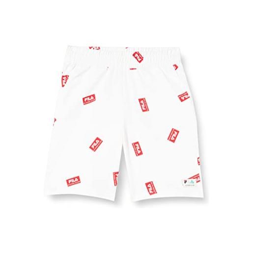 Fila teningen shorts pantaloncini, bright white linear label aop, 134/140 cm bambino