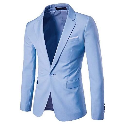 Yanlian uomo slim fit risvolto risvolto casual one button abiti formali giacca da smoking blazer d'affari outwear azzurro chiaro 5xl