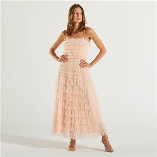 Twinset abito tulle cipria