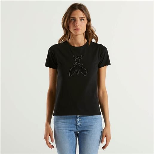 Patrizia pepe t-shirt logo applicazioni nera