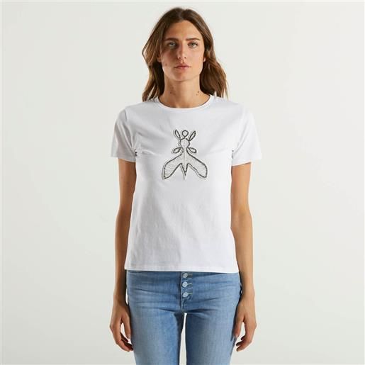 Patrizia pepe t-shirt logo applicazioni bianca