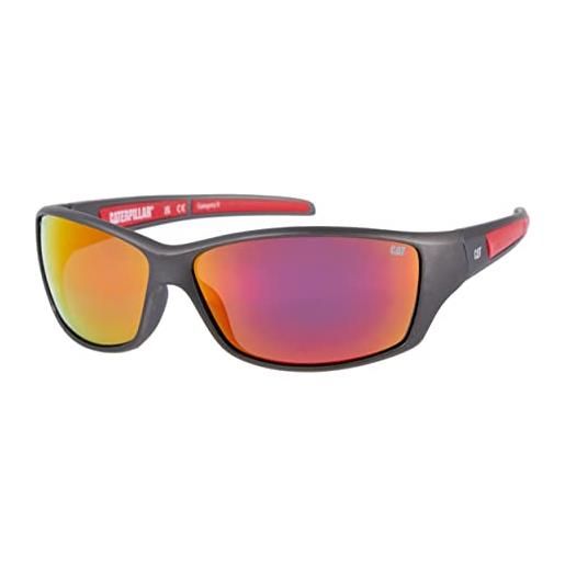 Caterpillar men's cts-8016 polarized wrap sunglasses, rubberized matte grey, 65 mm