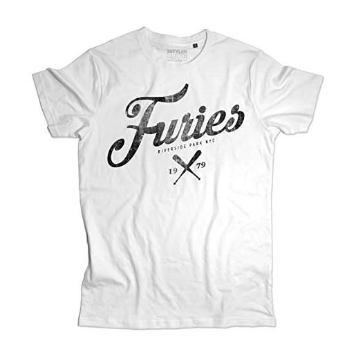 3styler t-shirt uomo baseball furies scritta - riverside park new york city - linea vintage - cotone organico 140 gr/mq