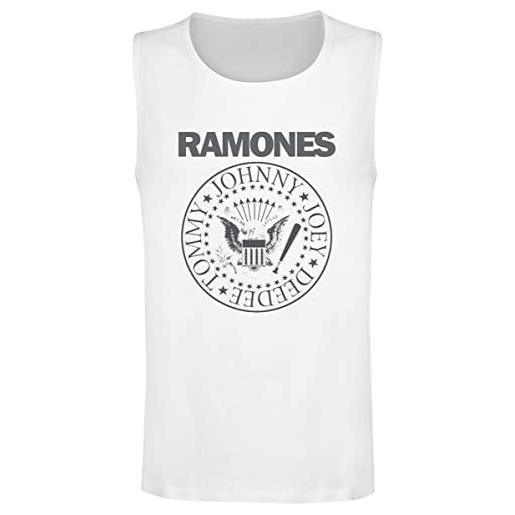 Ramones crest uomo canotta bianco m 100% cotone regular
