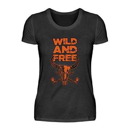 Generisch western liebe - wilder western - maglietta da donna per la libertà, natura, campeggio, escursionismo, ambiente all'aria aperta nero s