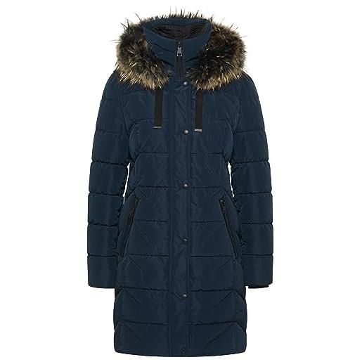 BARBARA LEBEK cappotto corto da donna con pelliccia sintetica, blu navy, 50