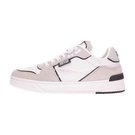 Versace jeans couture sneakers in ecopelle e suede bianco ecrù