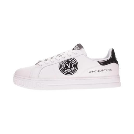 Versace jeans couture sneakers in pelle martellata con logo bianco