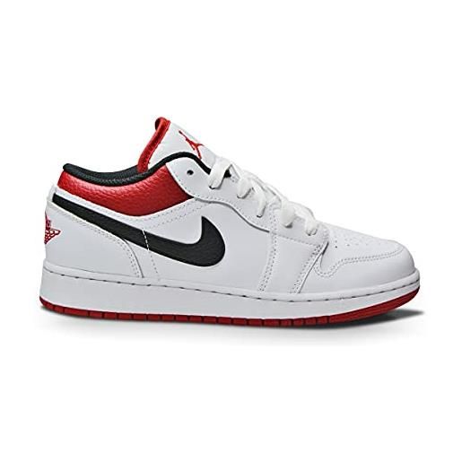 NIKE jordan air 1 low (gs) basse, sneakers ragazzo, bianco/rosso/nero, taglia eu 38 - usa 5,5y