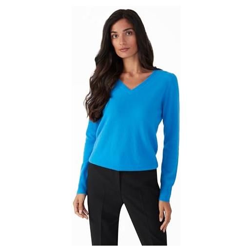Style & Republic maglione da donna con scollo a v, elegante in 100% cashmere - il tuo morbido maglione di alta qualità per momenti eleganti in autunno e inverno, fancy blue, s