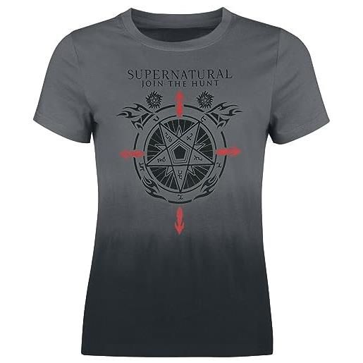 super.natural supernatural symbols donna t-shirt multicolore l 100% cotone regular